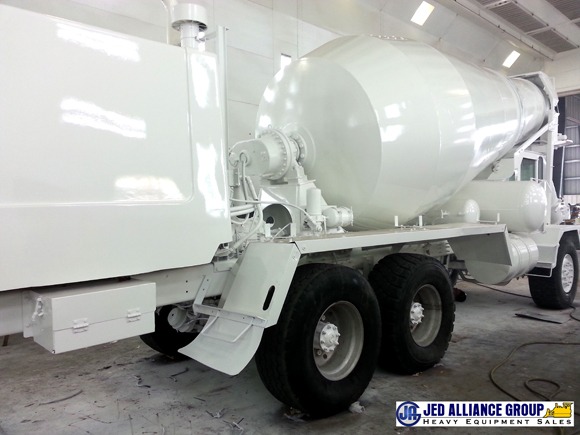 Concrete Mixer Truck getting final paint coat in JED Alliance paint shop